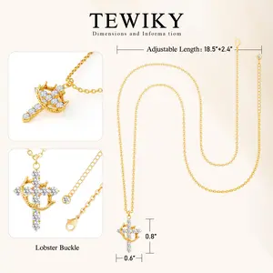 Tewiky Simple CrownCross Pendant Choker Necklace for Women & Men & Girls Pretty Daily Party Clothing Decor Trendy All-match & Exquisite Outfits, Fall