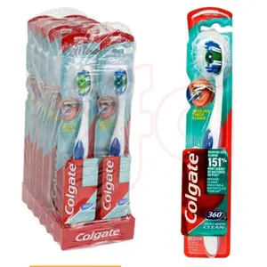 Colgate 360 Whole Mouth Clean Toothbrush Medium Bristles for Adults Manual Toothbrush with 151% More Bacteria Removal