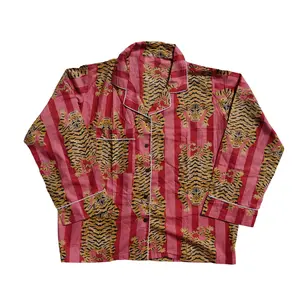Pink Striped Tiger Pajama Set Cotton