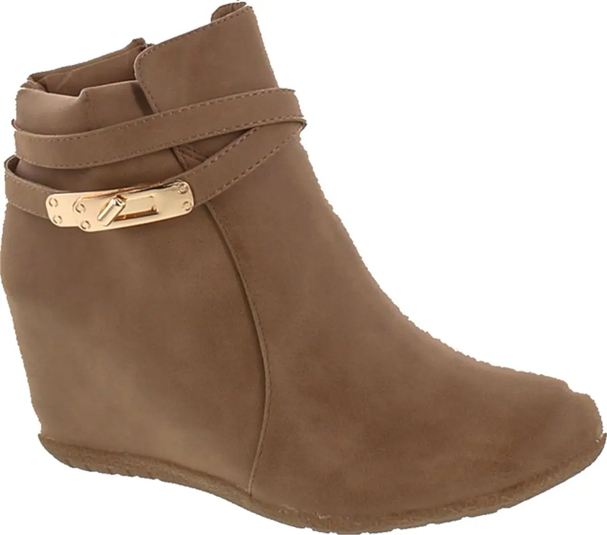 Women Comfy Almond Toe Platform Hidden Wedge Ankle Bootie
