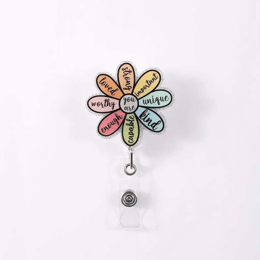 Cute Flower Design Holder, 1 Count Retractable Badge Reel, Medical Badge Holder, Badge Buddy Nursing, ID Card Holder, Id Holders For Badges, Name Tag Holder for Students, Nurses, Teachers, Office Workers, Badge Reels Retractable