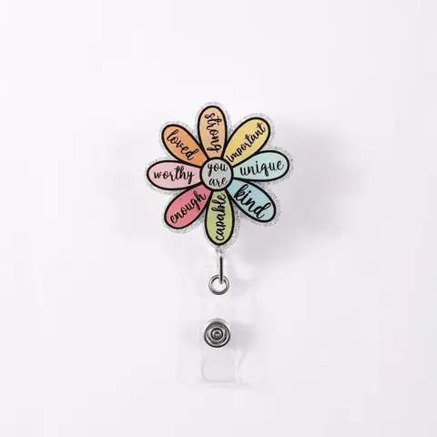 Cute Flower Design Holder, 1 Count Retractable Badge Reel, Medical Badge Holder, Badge Buddy Nursing, ID Card Holder, Id Holders For Badges, Name Tag Holder for Students, Nurses, Teachers, Office Workers, Badge Reels Retractable
