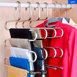 ACOK 5-in-1 S-Shape Hanger for Clothes and Ties - Space-Saving Closet Organizer - 1pc