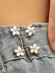 Flower Design Jeans Button, 1 Count Fashionable Jeans Waist Adjustment Button, Diy Sewing Accessories for Women & Girls, Adjustable Clips