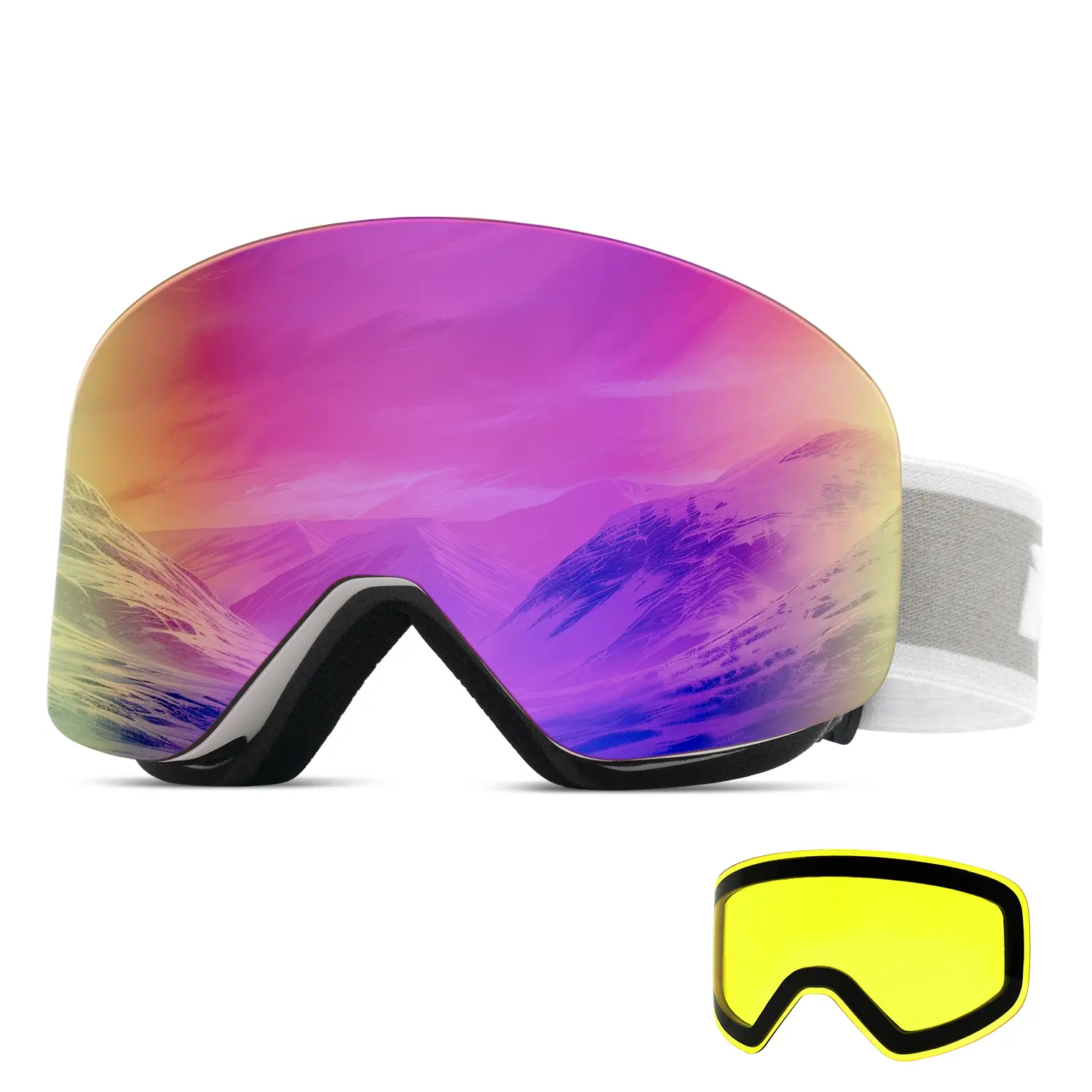 P2 White Frame/Purple Lens(VLT 25%) + Yellow Lens