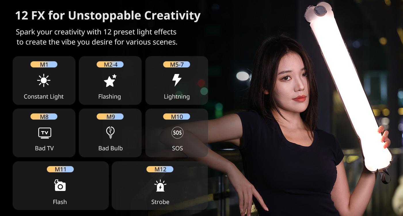 Ulanzi Portable Inflatable Air Tube Light UA12/UA20 , Handheld Magnetic 12W/20W 2700K to 6500K CRI 95+ Air Video Streaming Light 1/4 Mount Photography Lighting Stick