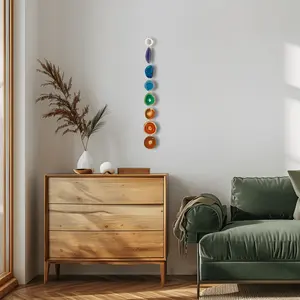 Chakra Agate Wall Hanging – Minimalist 7 Chakra Crystal Garland Boho Decor