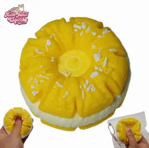 Pineapple Cake Squishy, Handmade taba squishy, Food-Grade Silicone Slow-Rising Rebound Squishy, Sticky Squeeze Toys Gift, Fidget Toys for Stress Relief, Non-Toxic Sensory Toys (3.35oz/95g)