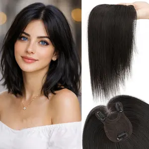 8x11.5cm Hair Toppers for Women Human Hair Invisible Breathable Topper Straight Hair Extensions with Lace Base & Hair Pieces for Thinning