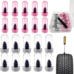 Tire Repair Rubber Nail, Vacuum Tire Repair Kit Spiral Rubber Studs, Spiral Rubber Nails with 2 Sizes, Self Service Flat Tire Repair Tool for Motorcycle, Car, Truck, Tire Puncture Emergency, Automotive Repair Tools