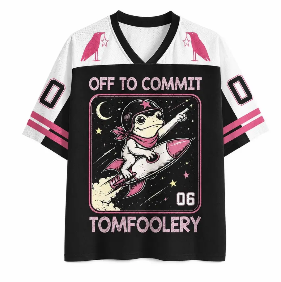 Frog on Rocket Jersey, Off to Commit Tomfoolery Graphic Tee, Unisex Game Day Shirt