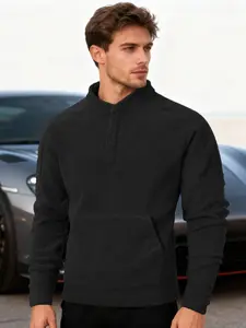 Men's autumn and winter wear knitted stand-up collar long sleeve sweatshirt, suitable for daily wear, retro button half button design, is a musthave item in men's wardrobe, Longsleeves