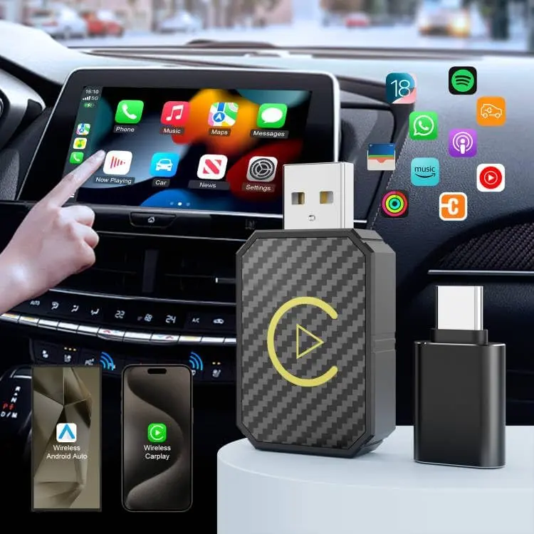 Mini Wireless Automotive CarPlay Converter - Wirefree Bluetooth Adapter for iPhone, Wired-to-Wireless Car Electronics Conversion, Fast Stable No-Lag Connectivity