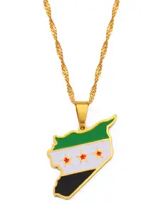 1pc Syria Map Flag Charms Pendant Necklaces Daily Wear Necklace Gift Necklace Syrians Jewelry Fashion Necklace