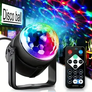 RGB LED Disco Ball Light with Remote Control USB Powered Rotatable Disco Ball Light, Novelty Lighting for Party, KTV, Wedding & Home Decor, Rhythm RGB Light, Adjustable RGB Lighting