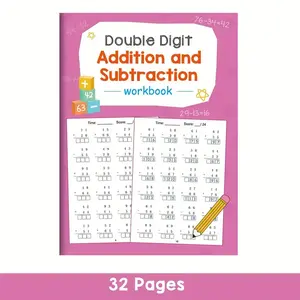 Math Practice Book, 32 Pages for Kindergarten & Grade 1, Includes Vertical Equations, Reorganization Exercises, Home Education Activities, Learning Tool