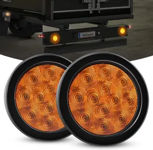 Nilight 2Pcs LED Trailer Tail Lights 4Inch 12LED Round Amber Turn Signal w/Surface Mount Grommet Plugs IP67 Park Stop Brake Marker Light for RV Truck Trailer Jeep UTE UTV 12V Car Accessories  dealsforyoudays