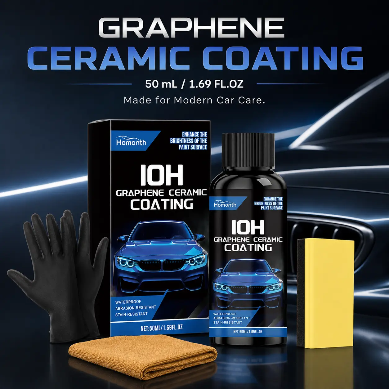Upgraded Advanced Crystal Serum Graphene Ceramic Coating for Cars Graphene Coating for Auto Car Detailing 10+ Years of Long-Lasting Car Protection Gloss Hydrophobic Anti-Scratch