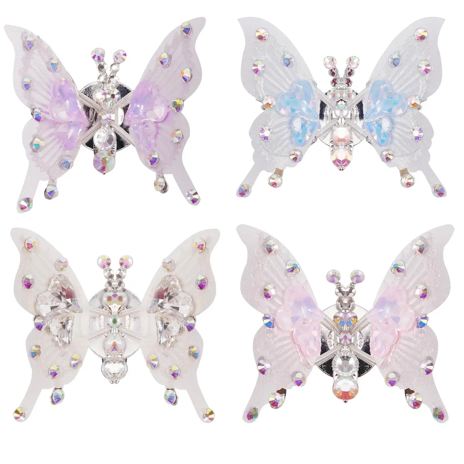 4pcs Flying Butterfly Decor, Moving Butterfly Car Accessories, Pink & Purple Butterfly Wall Stickers, Car Ornament & Charm, Cute Room Decor, Car Jewelry, Butterfly Jewelry for Women & Girls, Back to School Gifts, Dorm Room Decor, School Gifts for Girls