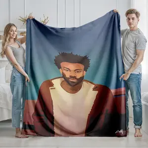 1 piece Minimalist portrait of The Weeknd themed flannel blanket - Modern design flannel blanket, suitable for sofas and beds, all-season use, super soft and comfortable, digital printing, 100% polyester material, machine washable, suitable for