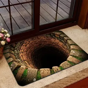 1pc 3D Optical Illusion Welcome Door Mat with A Three-dimensional Sensory Experience and Realistic Stone Step Design Suitable for Both Indoor and Outdoor Use