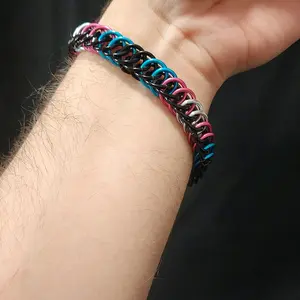 Trans pride chainmaille jewelry bracelet
