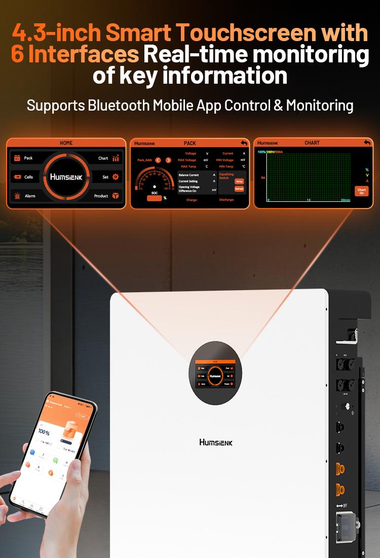 【2PACK】【Truck Delivery】HumsiENK 48V 314Ah LiFePO4 Lithium Battery - Offgrid power & Solar System Compatible, Bluetooth, Active Balancing, Wall-Mounted, 16kWh,  LCD Monitor, Grade A Cells, 15000+ Cycles, 10-Year Lifespan for Home Energy Storage