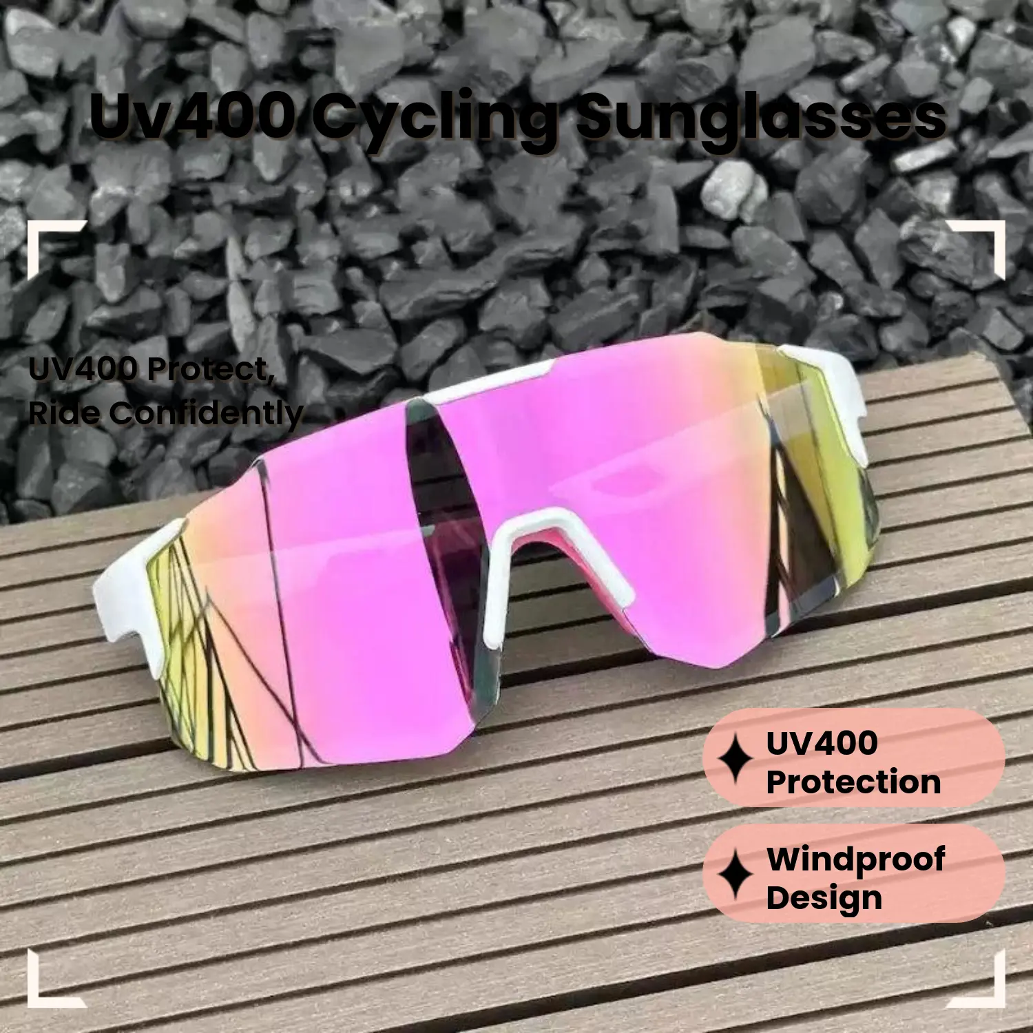 Goggle Sunglasses with a Large Plastic Frame, Circle Shape Lenses with UV Prevention and Cycling Mirrors for Hiking and Riding, Green Sunglasses, Cyberpunk Look, Uv400 Protection, Hiking Climbing, A3: Cycling Mirrors, Adult, Casual