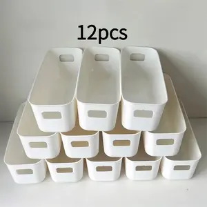12 Pack Plastic Storage Boxes with Handles, Multi-Functional Organizer for Office Home Closet, Durable Plastic Organizers, Durable Stackable Baskets, Space Saving Drawer Style