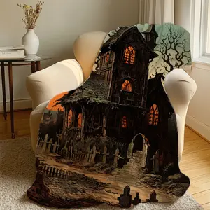 Gothic House Throw Blanket Haunted Mansion Soft Blanket for Bed Extra Large Machine Washable All Season Flannel Anti Seasonal Blanket Comfort for Home Office Travel & Camping Gifts for Women Girls Friend