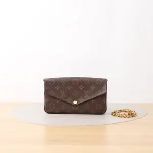 Pre-owned Louis Vuitton Coated Canvas Crossbody Bags Pochette Felicie Chain Flap Monogram CPU0519