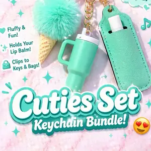 Cuties Set Keychain Bundle - Fluffy & Fun Lip Balm Holder Clips to Keys & Bags - So Cute! - $15.99