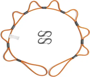 LoopRope 5ft Heavy Duty Bungee Cord with Hooks (1 PACK) – Adjustable Multi-Loop Tie Down System w/ Carabiners – Knot-Free Cargo Strap for Truck Bed, Trailer, ATV, RV & Outdoor Gear (Orange)