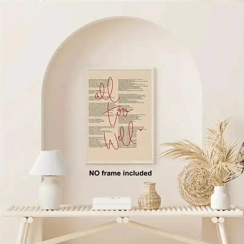Unframed Singer T.S All Too Well Lyrics Poster Wall Art Print Poster, Ideal Gift For Bedroom Living Room Corridor, Wall Art, Wall Decor, Fall Decor, Room Decoration, No Frame Hanging Photo