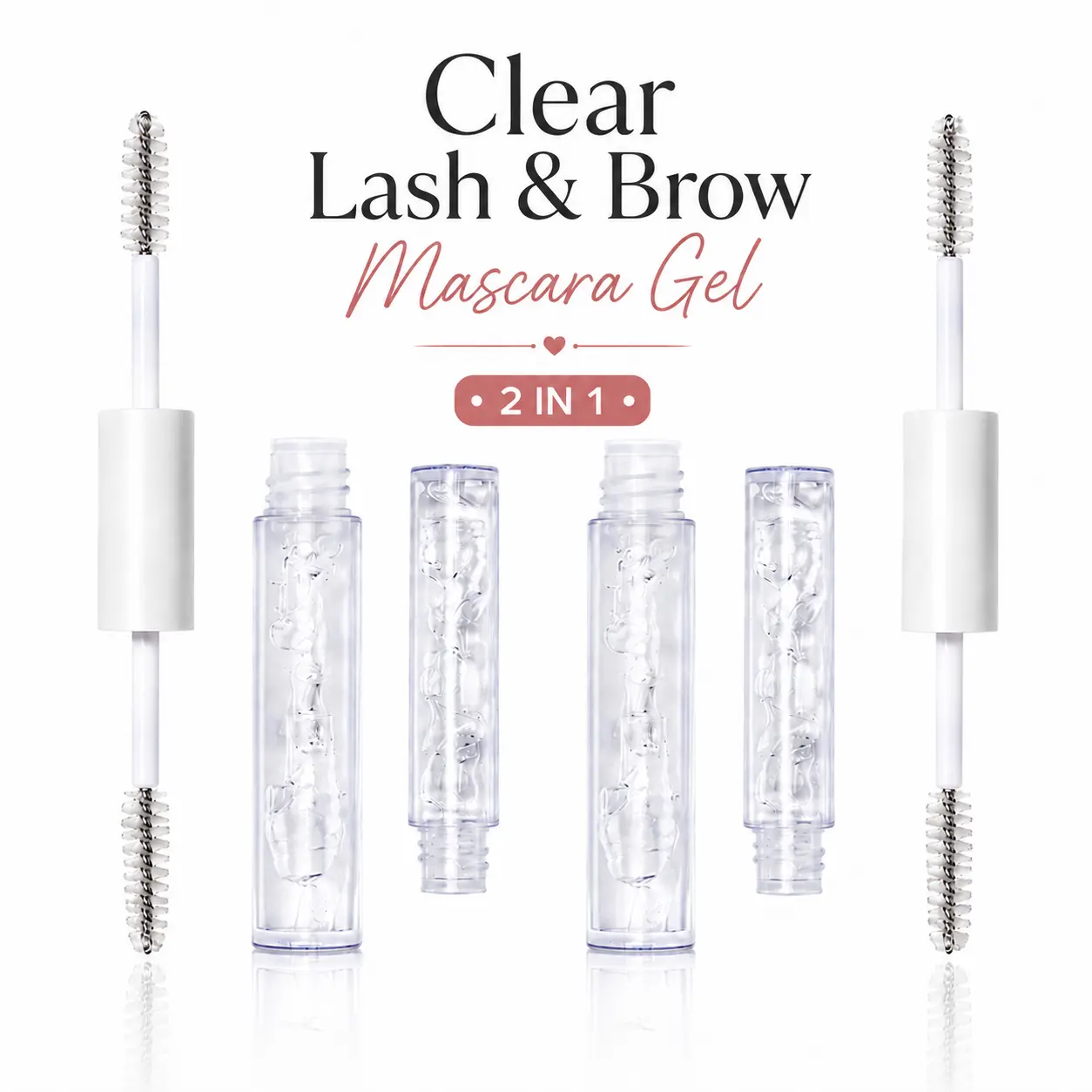 Clear Lash & Brow Mascara Gel, Dual-Sided Flexible Hold, Long-Lasting Clear Formula for Natural-Looking Brows & Defined Lashes