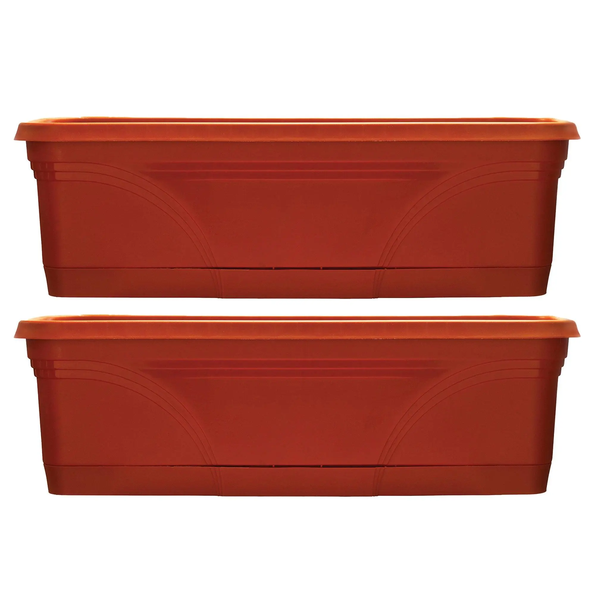 Southern Patio 36 Inch Medallion Hanging Garden Box Planter, Terracotta (2 Pack)