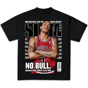 Derrick Rose Slam Magazine Graphic Tee | Vintage God's Plan Heart Hands T-Shirt | Retro Boxy Fit Streetwear | USA & Mexico Flag Unisex Shirt