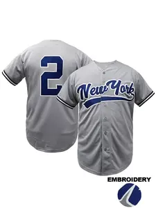 Men's New York #2 Embroidered Baseball Jersey, Short Sleeve V-Neck Baseball Shirt, Jersey Top, Loose Fit Casual Sportswear, Unisex All Season Wear
