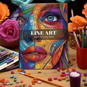 Adult Line Art Coloring Book Set, Face & Floral Themes, Stress Relief & Creativity, Single Page Printing, 24 Pages
