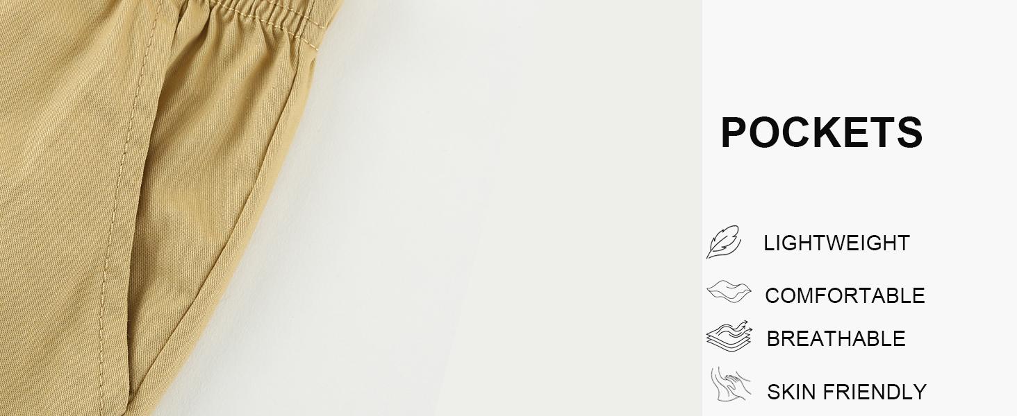 Boys Khaki Cotton Shorts,4 Pack Elastic Waist Drawstring Shorts with Pockets 4-16 Years