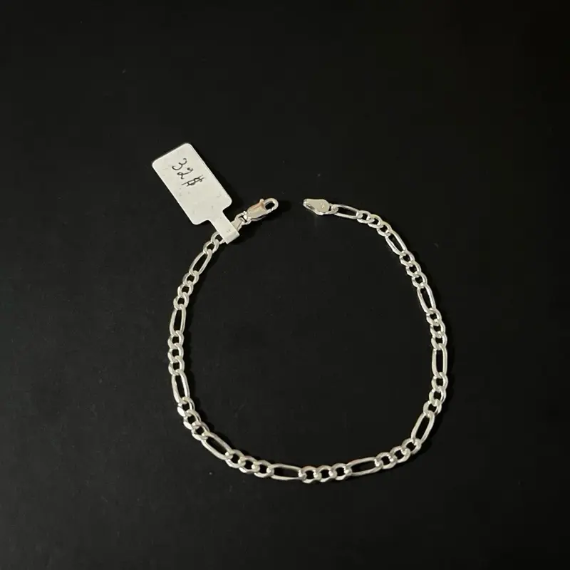 Esclava De Plata 925 Con Tejido Figaro,925 Silver Bracelet 8 Inch