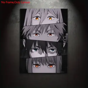 1 Piece/Set Frameless Canvas Painting Print Poster, Artwork, Classic Minimalism Dark Action Battle Anime Pop Art,Chainsaw Denji Makima eyes,Perfect Gift for Japanese manga Lovers,Ideal Gift for Bedroom,Office,Living Room,Dorm Hallway,Mural,Wall Decoration