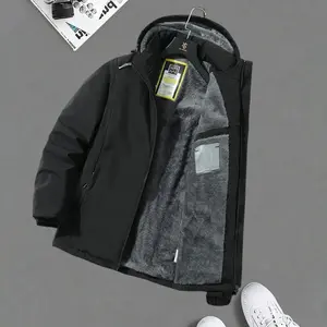 Black hooded wool jacket, casual everyday style, easy to pair with daily outfits, convenient zipper for daily use, warm wool lining for everyday warmth, easy-to-care-for fabric, suitable for everyday occasions GARMENTARY