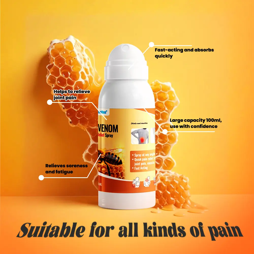 Bee venom joint soothing spray, 100 ml — topical pain relief spray for shoulder, neck, and spine muscle soreness; bee venom herbal soothing spray for joint and muscle discomfort — household topical massage care spray