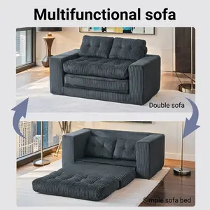 Niccae 55"Convertible Sofa Bed Pull Out Loveseat Sleeper 2 in 1 Folding Couch Bed Fold Out Floor Couch with Pillows for Living Room Bedroom Lounge Multifunctional Double Sofa Simple Sofa Bed