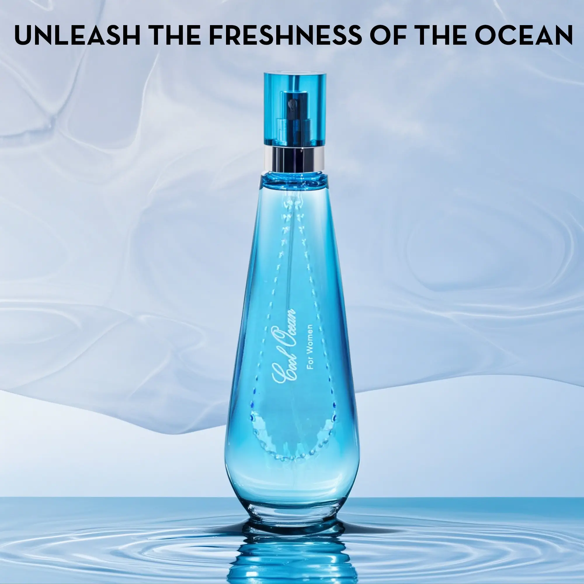 KLOTHERY Women's Cool Ocean Perfume - Refreshing Aquatic Floral EDP Spray, 3.4 oz, Long-Lasting Citrus & Sea Blooms Scent, Elegant Gift-Ready Bottle