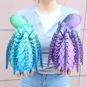 3D Printed Octopus & Egg Statue, 1 Set Colorful Octopus & Egg Ornament, Cute Animal Design, Home Decor for Living Room, Office, Desktop, Entrance, Figurines