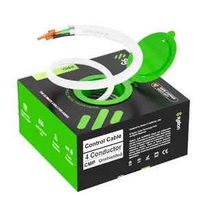 4-Conductor Fire Security Alarm Control Cable Wire, Multiple AWG Options (18AWG, 16AWG, 22AWG, 14AWG), Plenum-Rated CMP/CL3P, Stranded Bare Copper, UL/ETL Listed, RoHS Compliant, Indoor/Outdoor Low Voltage Applications