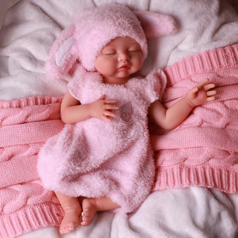 BABESIDE Reborn Doll - 12/16-inch Full Silicone Body, Painted Hair, Sleeping Lifelike Newborn Doll for Girls 4-6 Years, Ideal for Playing House, Birthday Gift, Collectible