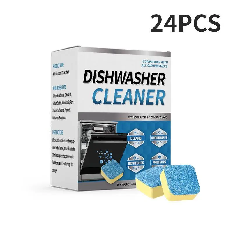 Coconut-Infused Eco-Friendly Dishwasher Cleaner Tablets - 24 Lemon-Scented Biodegradable Packs, No Benzene, Odor Control, Shine Enhancing, Naturally Derived, Prevents Scale/Minerals/Grime Build-Up, 15-Month Longevity #CleanTok #KitchenHack, Coconut Oil, G